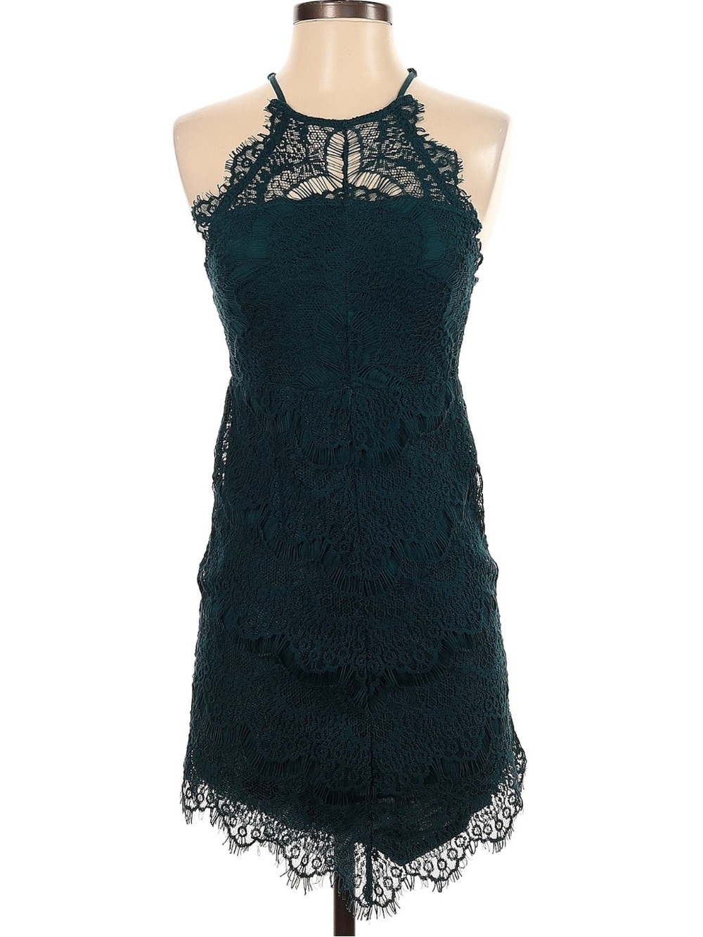 Free People Teal Lace Halter Mini Dress